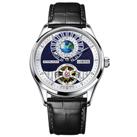 Montre mécanique automatique pour hommes, montre bracelet modèle Simple de la carte du monde, squelette de luxe, marque originale, livraison gratuite