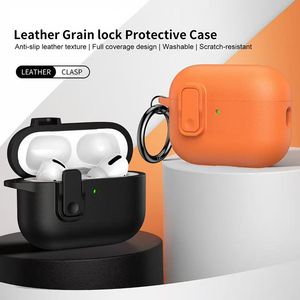 Custodia Protettiva in Pelle con Chiusura per <span class=keywords><strong>Airpods</strong></span> Pro 3 2, <span class=keywords><strong>Cover</strong></span> Antiurto per <span class=keywords><strong>Airpods</strong></span> 4 3 2 con Texture in Pelle e Chiusura a Lucchetto - Product Image 5