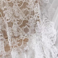 Fil de soie noir et blanc, tissu en dentelle pour robe de mariée, accessoires de dentelle ajourée pour robes européennes et américaines