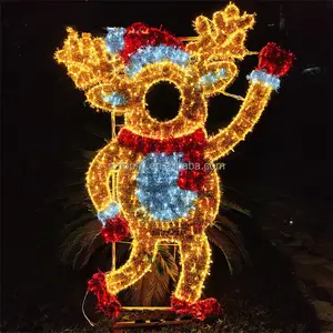 휴일 장식 IP65 방수 LED 조명 크리스마스 사슴 가족 만화 2D 모티브 조명