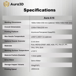 Imprimante 3D industrielle Aura3D A16 à grande vitesse avec un volume d'impression important, compatible avec les matériaux dentaires et PLA, technologie FGF - Product Image 6