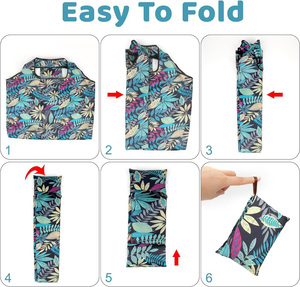 Sacs d'épicerie réutilisables, sac fourre-tout pliable imprimé, sac de courses en polyester, sac de supermarché pour femmes, respectueux de l'environnement - Product Image 1
