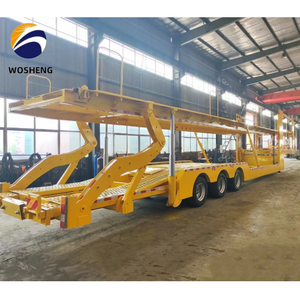Semi-remorque porte-voitures certifiée en acier <span class=keywords><strong>KZ</strong></span> (Kazakhstan) à 2 essieux avec équipement de levage hydraulique robuste pour 6 à 10 voitures - Product Image 1
