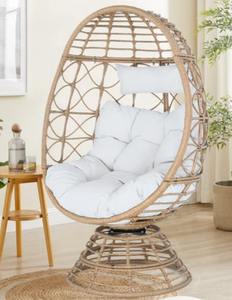 Poltrona a uovo girevole di tendenza, resistente, per esterni, da giardino, a forma di <span class=keywords><strong>nido</strong></span> d'uccello, in vimini, sospesa, rotonda, reclinabile in rattan - Product Image 1