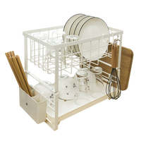 Support de séchage de vaisselle à 2 niveaux support d'ustensiles support de rangement de plaque avec plateau pour comptoir évier cuisine