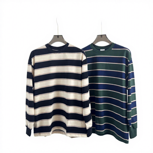 Suéter de Punto a Rayas para Hombre, Cuello Redondo, Manga Larga, Corte Regular, Informal, para Otoño - Product Image 1
