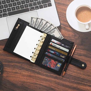 Cadeau de papeterie Ins FB TK Etsy Best Seller Luxe A7 <span class=keywords><strong>Litchi</strong></span> Enveloppe en cuir comme classeur de cartes et portefeuille de reliure de budget en espèces - Product Image 1