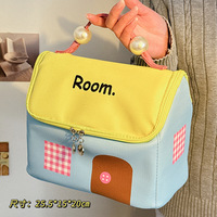 Petite trousse de maquillage en forme de maison pour femmes, trousse de toilette portable, trousse de toilette étanche de grande capacité, organiseur de cosmétiques