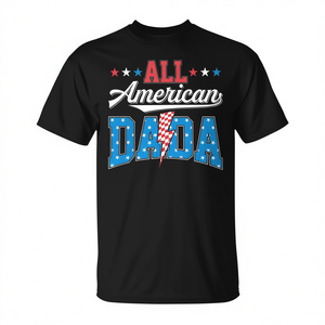 Camiseta All American Dad del 4 de julio, patriótica, familiar, a juego, negra - Product Image 2
