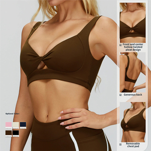 Soutien-gorge de sport personnalisé à découpe torsadée sur le devant <span class=keywords><strong>pour</strong></span> <span class=keywords><strong>femme</strong></span>, avec dos profond et découpé en V, effet seconde peau, idéal <span class=keywords><strong>pour</strong></span> le yoga, le fitness et les activités sportives - Product Image 3