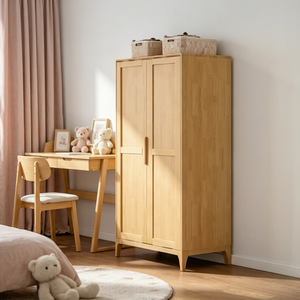 Scandinavian Wooden <b>Wardrobe</b> Shaker Doors Hinged Solid Wood Freestanding Modern Bedroom Furniture Storage - Product Image 1