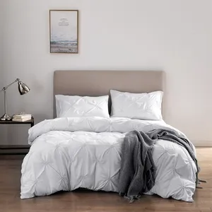 Fashion Wave Design White Pigment Printing 105gsm Microfiber Soft Duvet Cover Set