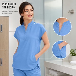 Conjunto de Uniforme Médico Transpirable de Secado Rápido, Top con Cuello en V de Tacto Suave con Pantalones Jogger, Uniforme de Trabajo para Clínica, Uniforme de Enfermera - Product Image 1