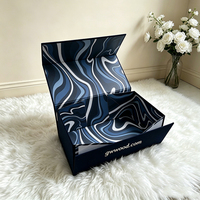 Boîte d'emballage pour vêtements, costumes, manteaux, en carton rigide, avec logo personnalisé en feuille d'aluminium, bleu marine foncé, pliable, fermeture magnétique