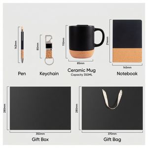 Wholesale Premium Personalized Ceramic Cork Mug A5 <b>Notebook</b> Pen Keychain Business Gift <b>Set</b> for Corporate Events & VIP Gifting - Product Image 2