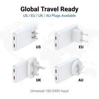 Chargeur rapide OEM 65W GaN double USB-C PD, prise interchangeable US AU EU UK, prise détachable, ultra fin, portable, pour ordinateur portable