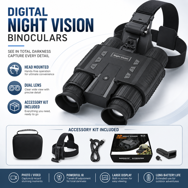 Wholesale NV8000 Digital Night Vision Binoculars 4K 36MP CMOS Sensor Infrared Goggles Video Audio Recording 2x-7x Optical Zoom