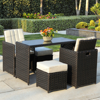 Modernes Sofa-Set Gartenmöbel Outdoor-Rattan-Terrassenmöbel Wetterfestes Garten-Esszimmer-Set für Hotel und Innenhof