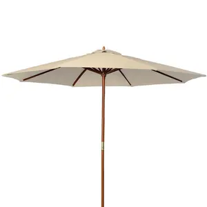 Luxe custom logo houten paal parasol patio outdoor reclame paraplu