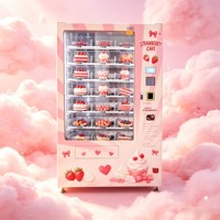 Distributeur Automatique Réfrigéré de Gâteaux avec Écran Tactile 21,5 Pouces, 6 Niveaux, Convoyeur à Bande, pour Cupcakes et Pâtisseries, avec Monnayeur, Libre-Service