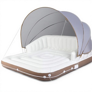 Île flottante gonflable <span class=keywords><strong>Giantex</strong></span> pour adultes avec pare-soleil rétractable SPF50+, 71" x 71", 2 porte-gobelets, dossier et accoudoirs - Product Image 1