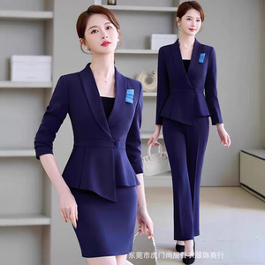 Professional Women's Suit Set Gray Polyester Long Sleeve Workwear For Office Hotel Beauty Salon Jewelry Store Spring 2026 - Product Image 4