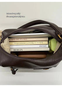 Bolso de Hombro Portátil de Cuero PU Suave Extra Grande con Cremallera y Correa Única, Colección Vintage 2025, Moda Femenina, Oferta de <span class=keywords><strong>Black</strong></span> <span class=keywords><strong>Friday</strong></span> y Navidad - Product Image 2