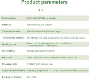 Câble adaptateur convertisseur de port série USB vers RS422 RS485 avec puce FTDI, compatible <span class=keywords><strong>Windows</strong></span> <span class=keywords><strong>10</strong></span>, 8, 7, XP et Mac, avec protection <span class=keywords><strong>ESD</strong></span> - Product Image 4