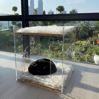 Cage pour animaux de compagnie en acrylique OEM, maison transparente pour chat, cage pour chien, présentoir moderne d'intérieur pour petit chiot, étanche, portable, prix d'usine