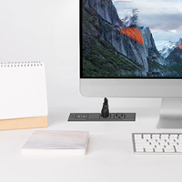 Regleta Empotrable con 2 Tomas de Corriente y 2 Puertos USB, Enchufe de Escritorio Empotrado con Cable de Alimentación para Oficina, Mesa de Conferencias, Isla de Cocina