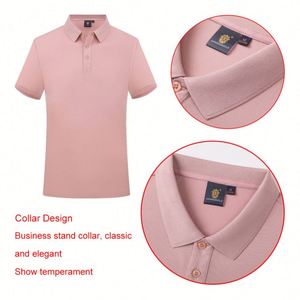 Polo de luxe pour homme, en coton pur 100%, noir, tricoté, avec logo personnalisé brodé, promotionnel. - Product Image 5