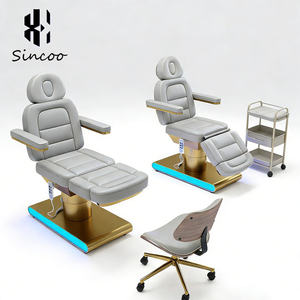Luxury Modern Beauty Salon Electric 3 Motor Eyelash Spa Massage <b>Bed</b> with Wood Grain Stainless Steel Base Facial Beauty <b>Bed</b> - Product Image 3