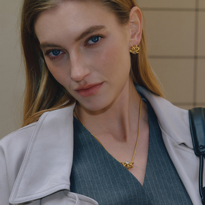 Collar de Cadena de Acero Inoxidable Chapado en Oro de 18K J&D, con Colgante de Múltiples Anillos de Circonio Blanco Clásico, Cadena de Espina de Serpiente - Product Image 3