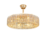 Nouveau 2026 USA 18/23,6 pouces Lustre moderne en verre cristal, ventilateur de plafond LED rétractable avec télécommande, en fer