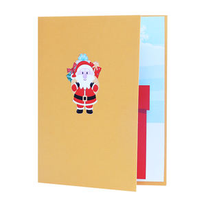 Papier recyclé Joyeux Noël <span class=keywords><strong>D</strong></span>écoration de vacances Impression de cadeaux Cartes de voeux Art 3d Pop Up Cartes de voeux de Noël avec enveloppes - Product Image 6