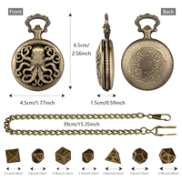 Accessoires de jeu de rôle : Ensemble de 7 mini-dés polyédriques avec boîte à locket en métal style steampunk en forme de pieuvre, pour cadeaux et souvenirs de fête pour joueurs