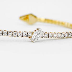 Women's Luxury 18K Solid Gold Diamond Tennis Bracelet with Pear-Shaped <b>Stones</b> for Anniversary & Wedding - Product Image 6