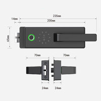Cerradura de puerta de vidrio sin marco de oficina inteligente, cerradura inteligente Tuya Wi-Fi con manija para puerta de vidrio de partición