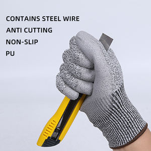 5 أزواج من قفازات العمل المقاومة للقطع بالجملة، قفازات أمان مضادة للقطع للبناء، قفازات مطلية بالبولي يوريثين مضادة للانزلاق، قفازات حماية - Product Image 3
