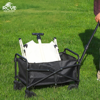 Mini chariot familial de luxe pliable à quatre roues, avec cadre entièrement en acier, grande capacité de rangement, personnalisable OEM, pour le shopping et les pique-niques