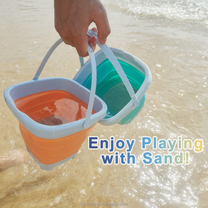 1 pezzo secchio pieghevole colorato barile pieghevole per esterno <span class=keywords><strong>spiaggia</strong></span> & sabbia giocattoli divertenti per i bambini - Product Image 2