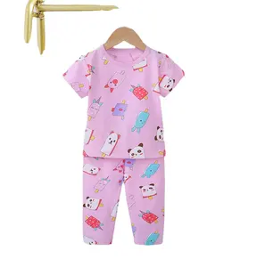 ملابس نوم للفتيات الصغار مخصصة عالية الجودة مجموعات بيجامة قطنية للأطفال برسوم كرتونية