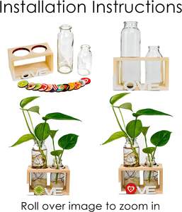 Terrarium de plantes avec support en bois, Vase en verre à Tube de jardinière à Air, décoration hydroponique de la maison, du jardin et du bureau-Propagation des plantes - Product Image 2