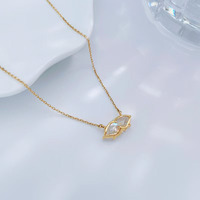 Collier pendentif en or 18 carats avec diamant de laboratoire, motif étoile, frais et simple, taille marquise à quatre griffes, chaînes de mode pour femme, breloque délicate