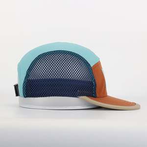 Chapeau en maille d'extérieur personnalisable à 5 panneaux avec étiquette tissée colorée Concevez votre propre casquette de camp Chapeau à panneau vierge - Product Image 4