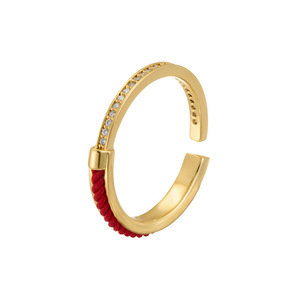 Lucky Red String Open Ring Gold Micro Pave Zircon Adjustable Index Finger Ring For Women - Product Image 5