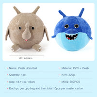 Balle en corne en peluche de 18 pouces pour enfants Activités de plein air Exercice Jumping Interaction Animaux Requins Éléphants Ballon d'agneau gonflable