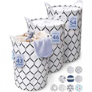 Collapsible Laundry Hamper Canvas <b>Fabric</b> Laundry <b>Basket</b> Collapsible Storage <b>Bin</b> with Canvas Handles and Drawstring Closure - Product Image 1