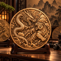Pièces de monnaie en cuivre fin 999 de 1 oz, série Dragon Tigre, double face, couleur UV, effet proof-like, objets d'art en métal pour les passionnés de collection