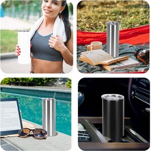 20oz Flat edge sublimation tumbler skinny insulated Sublimation tumbler Straight Cups with <b>Silicone</b> Bottom - Product Image 5